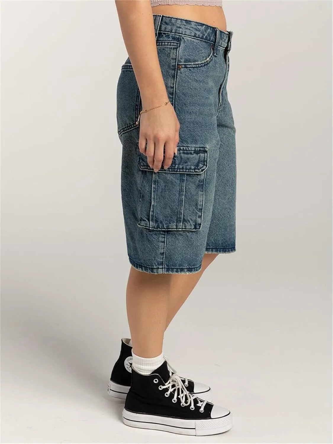 Alyweatry Y2k Loose Denim Bermuda Shorts for Women Low Rise Wide Leg Knee Length Oversized Fit Summer Jeans Shorts