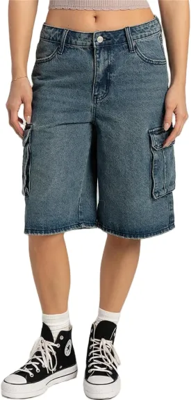 Alyweatry Y2k Loose Denim Bermuda Shorts for Women Low Rise Wide Leg Knee Length Oversized Fit Summer Jeans Shorts