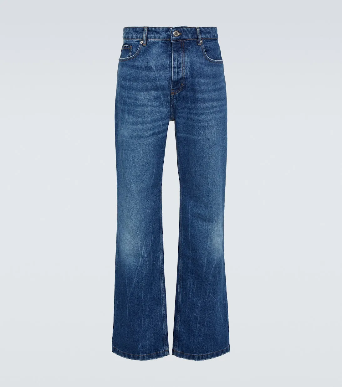 Ami Paris bleached straight leg jeans, blue
