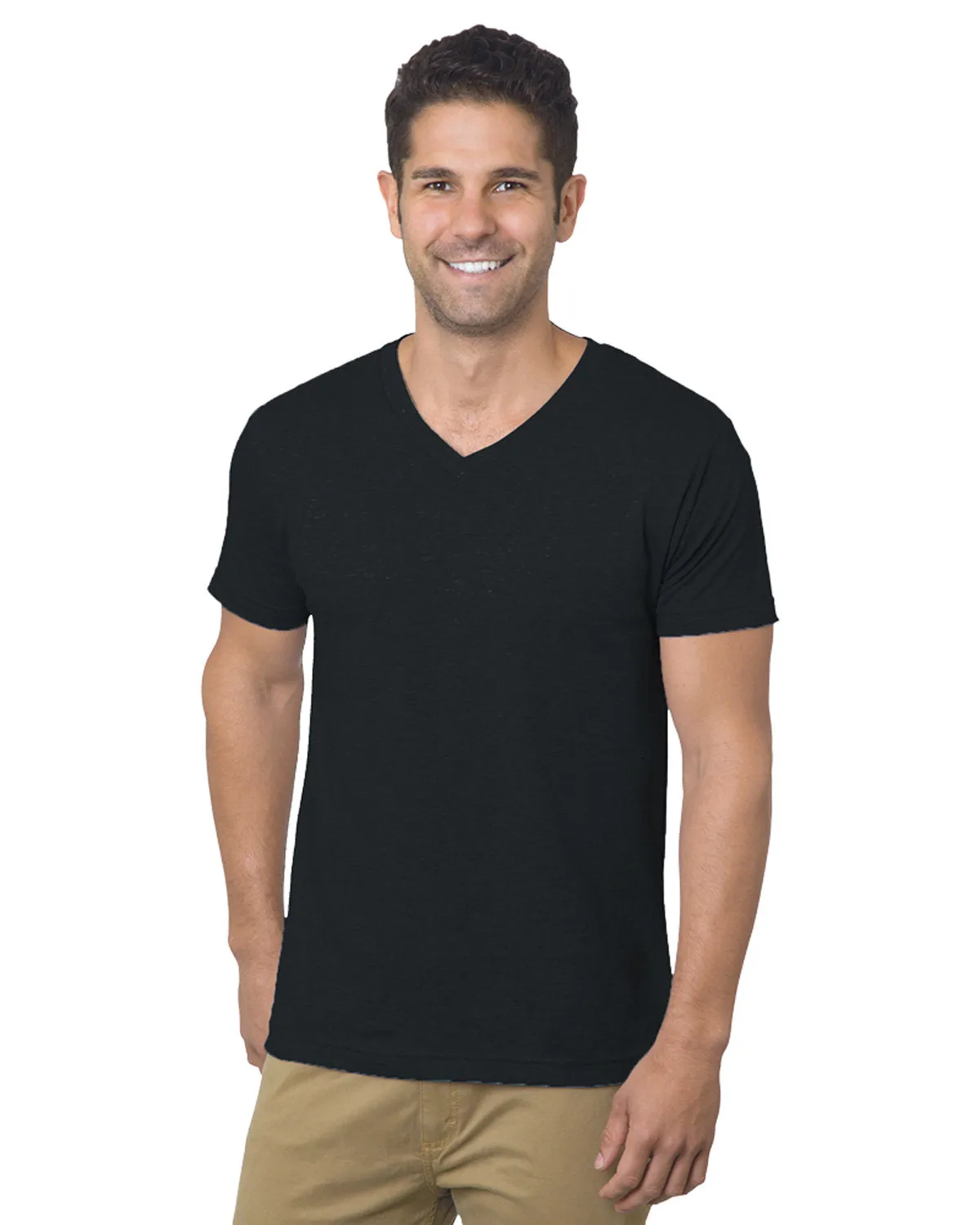 Bayside Unisex 4.2 oz., Fine Jersey V-Neck T-Shirt