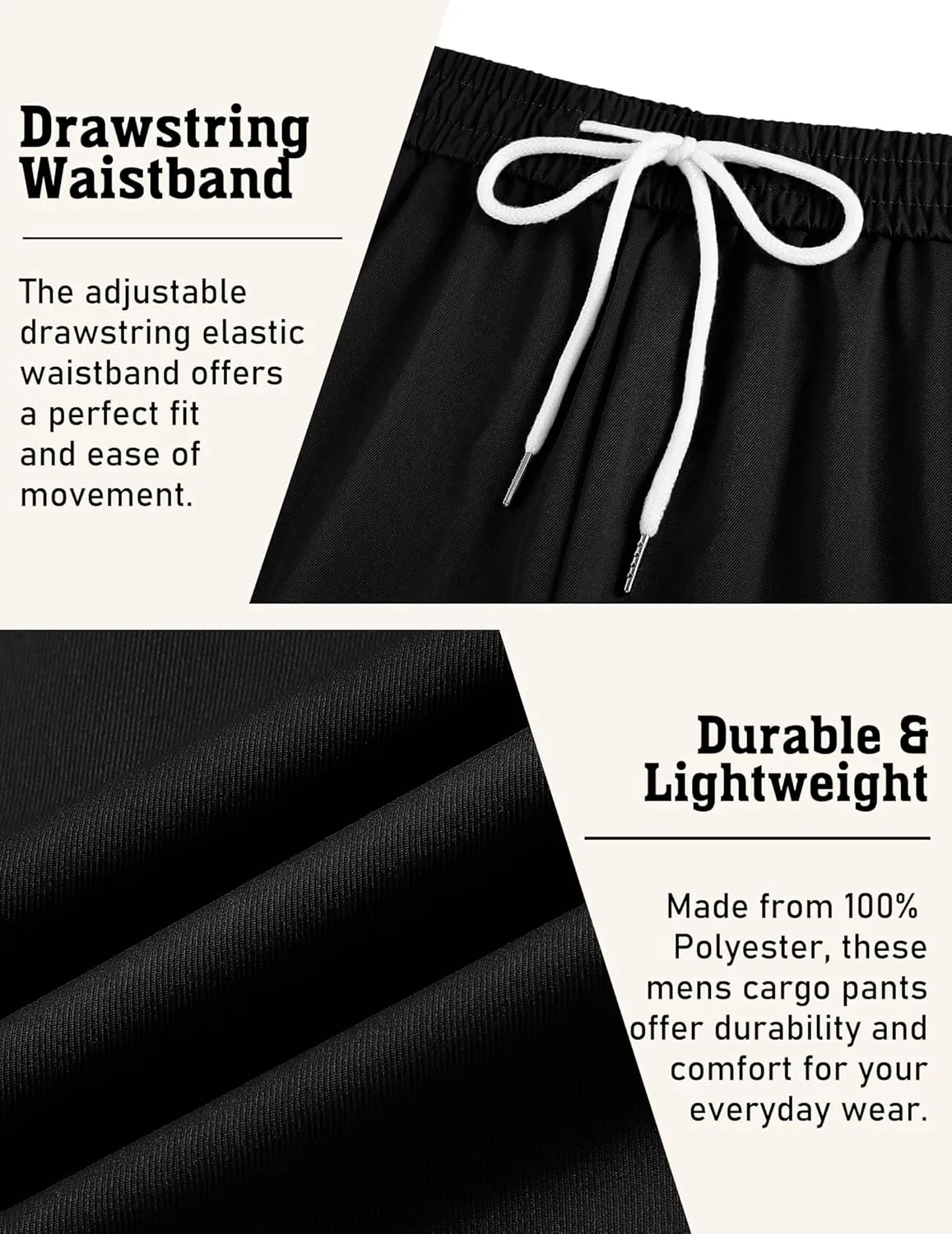 COOFANDY Men's Cargo Joggers Drawstring Jogger Cargo Pants Fashion Tapered Pants with Multi Pockets