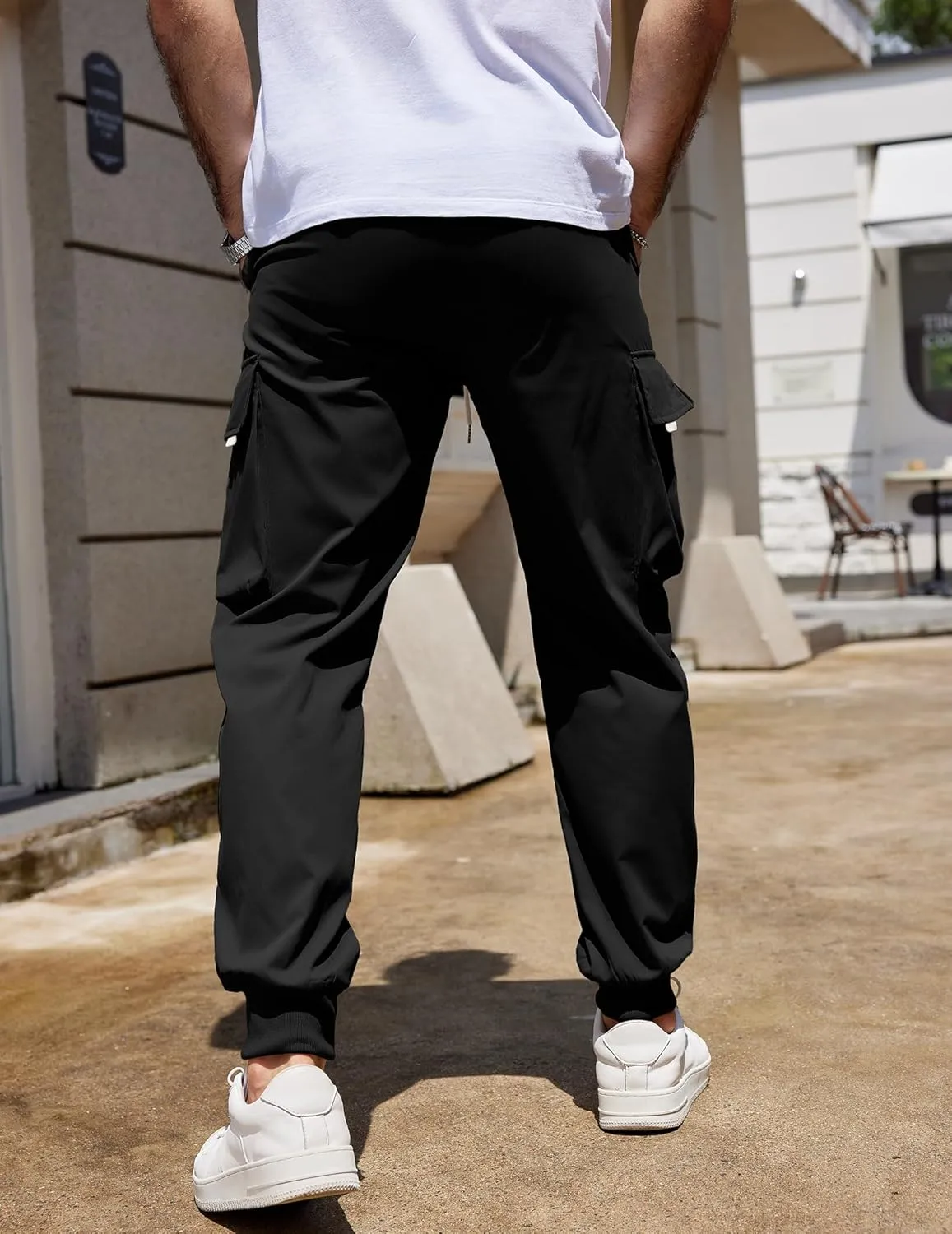 COOFANDY Men's Cargo Joggers Drawstring Jogger Cargo Pants Fashion Tapered Pants with Multi Pockets