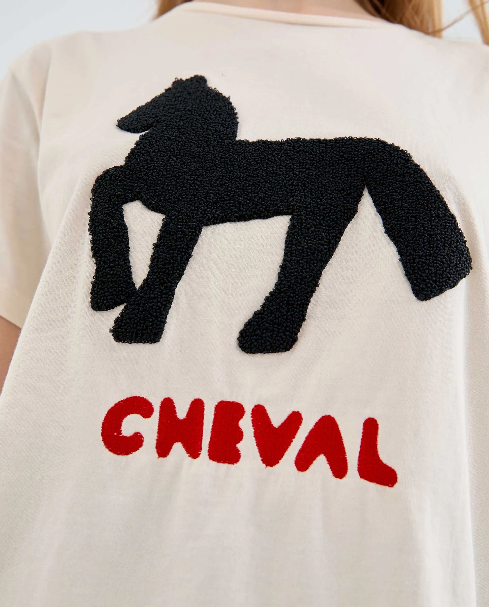 Cotton T-Shirt With Horse Print
