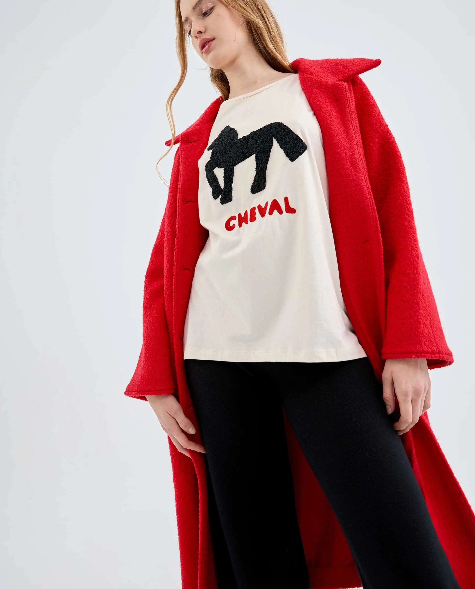 Cotton T-Shirt With Horse Print