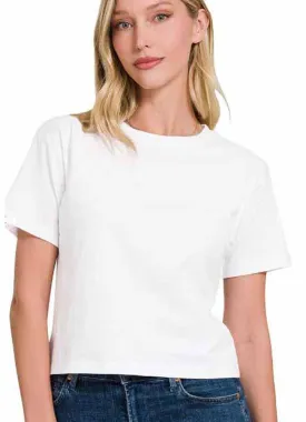 Cropped Tee in White by Zenana
