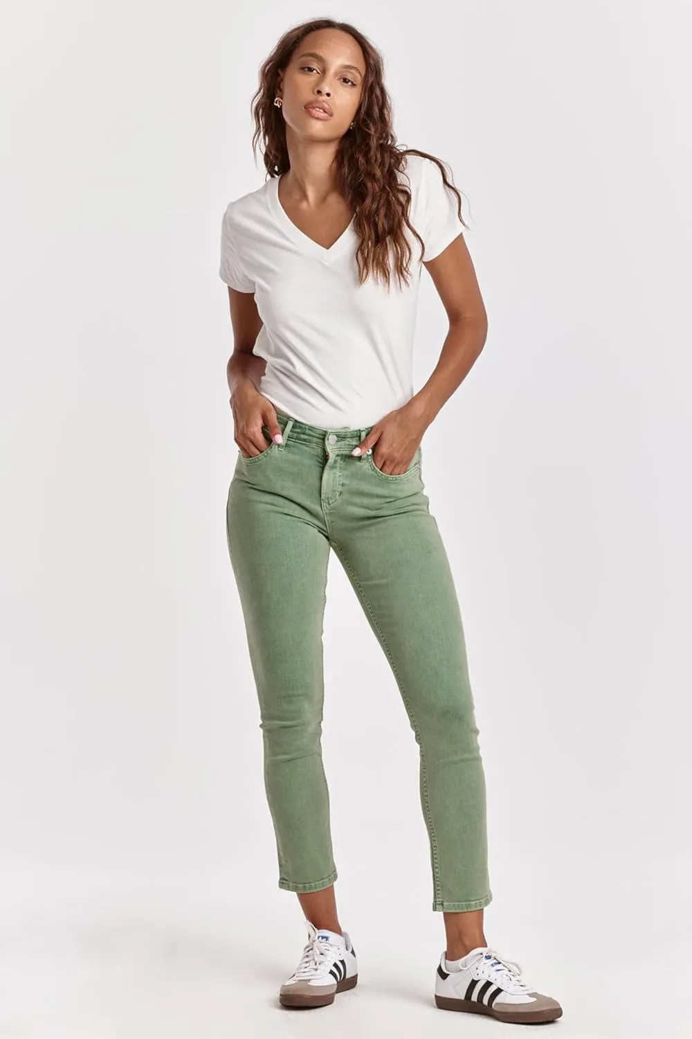 DEAR JOHN Blaire Womens Straight Leg Jeans Mid Rise Ankle Inseam