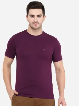 Deep Purple Solid Slim Fit T-Shirt | JadeBlue