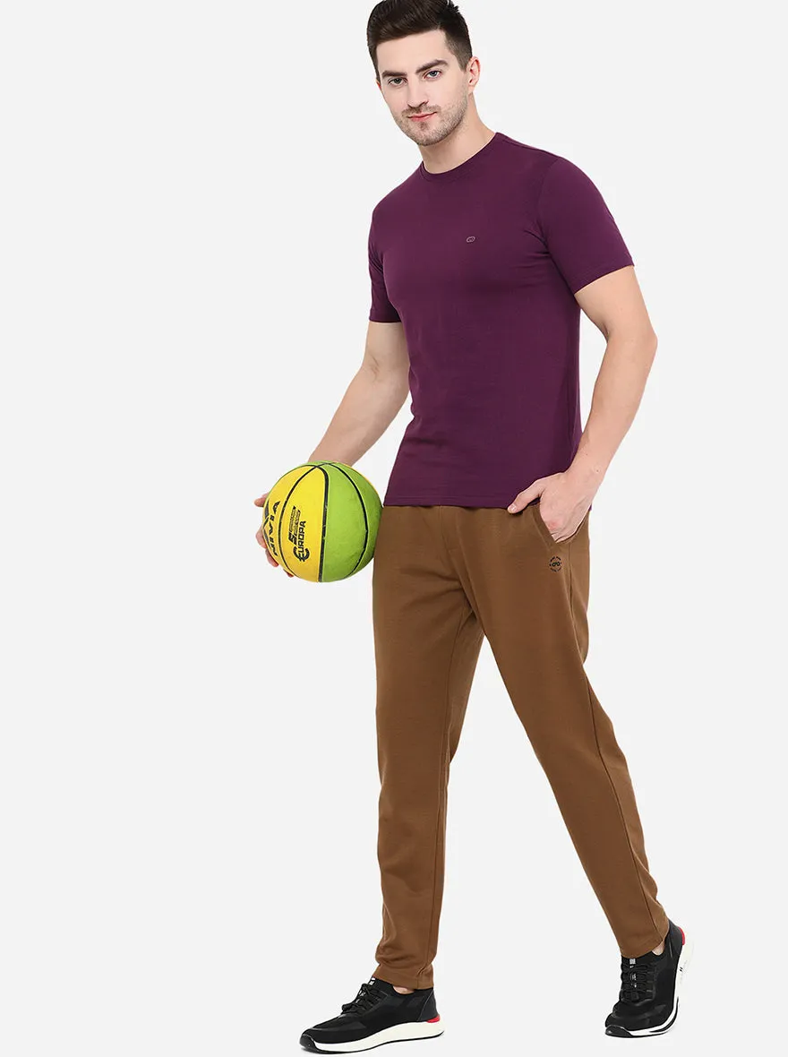 Deep Purple Solid Slim Fit T-Shirt | JadeBlue