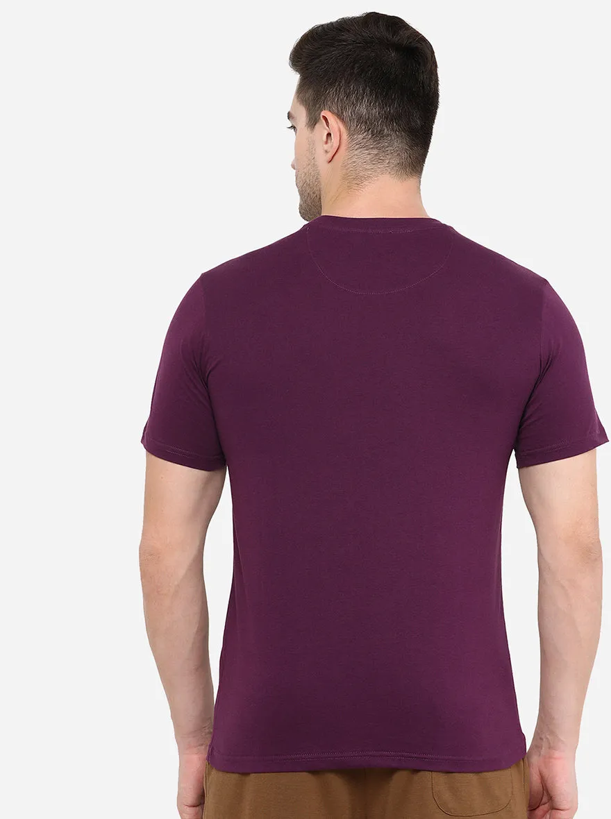 Deep Purple Solid Slim Fit T-Shirt | JadeBlue