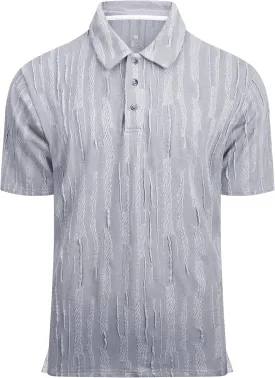 Esabel.C Men's Zipper Polo Shirts Textured Knit Short Sleeve Ribbed Stretchy Polo Shirts for Men