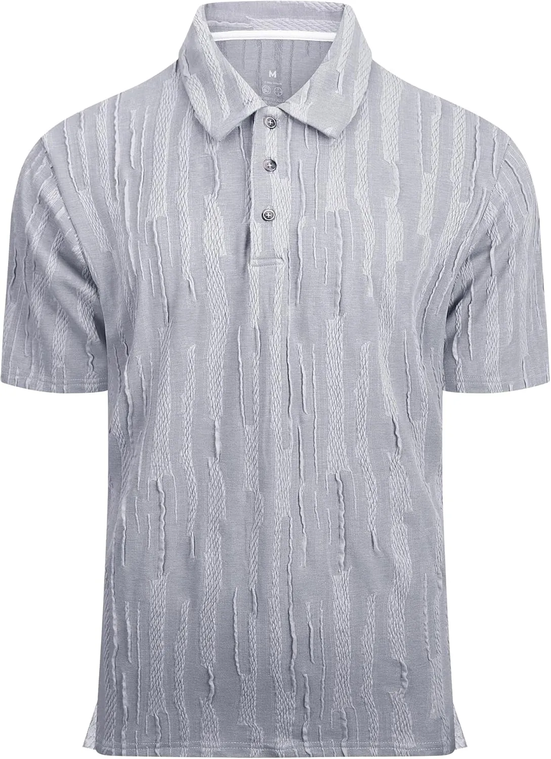 Esabel.C Men's Zipper Polo Shirts Textured Knit Short Sleeve Ribbed Stretchy Polo Shirts for Men