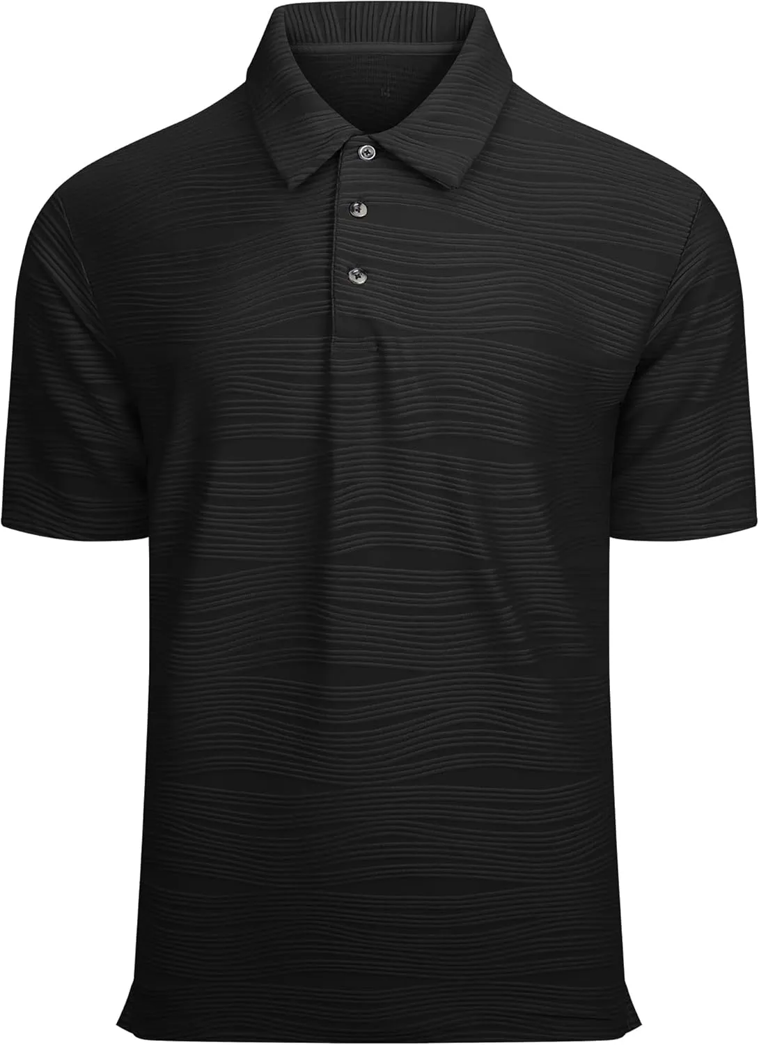 Esabel.C Men's Zipper Polo Shirts Textured Knit Short Sleeve Ribbed Stretchy Polo Shirts for Men