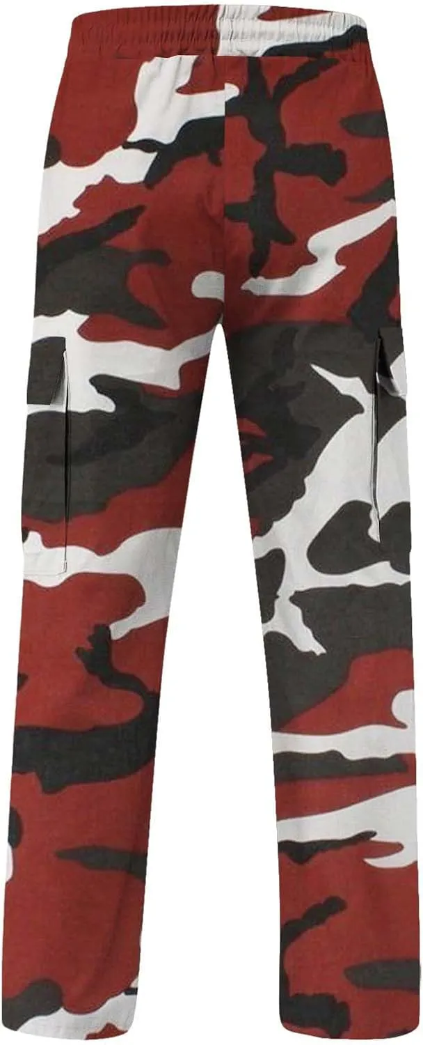 Finelylove Cargo Pants for Men Relaxed Fit Casual Camo Pants Lightweight Straight Cargo Sweatpants Outdoor Hiking Jogger