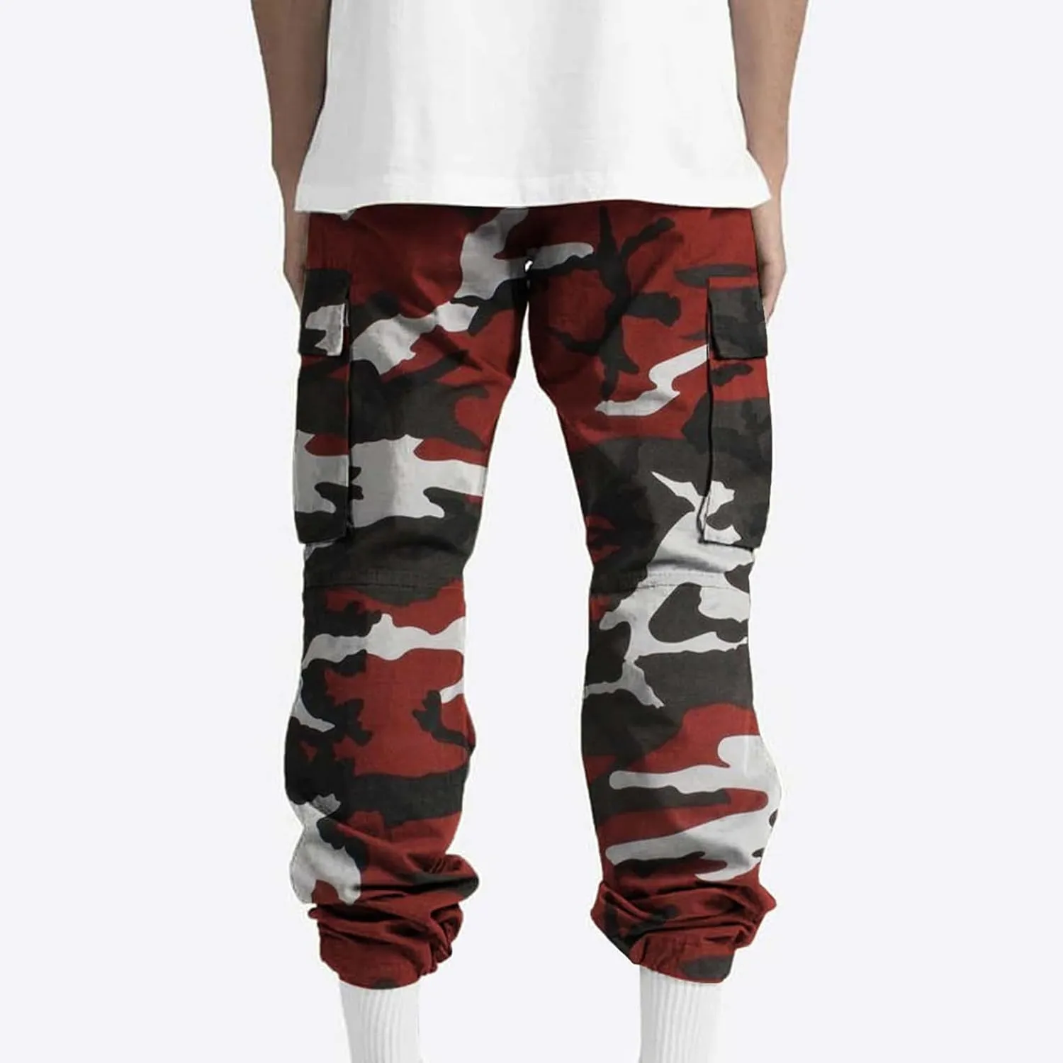 Finelylove Cargo Pants for Men Relaxed Fit Casual Camo Pants Lightweight Straight Cargo Sweatpants Outdoor Hiking Jogger