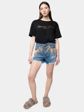 FORMENTERA - Beige Marabou Feather Shorts
