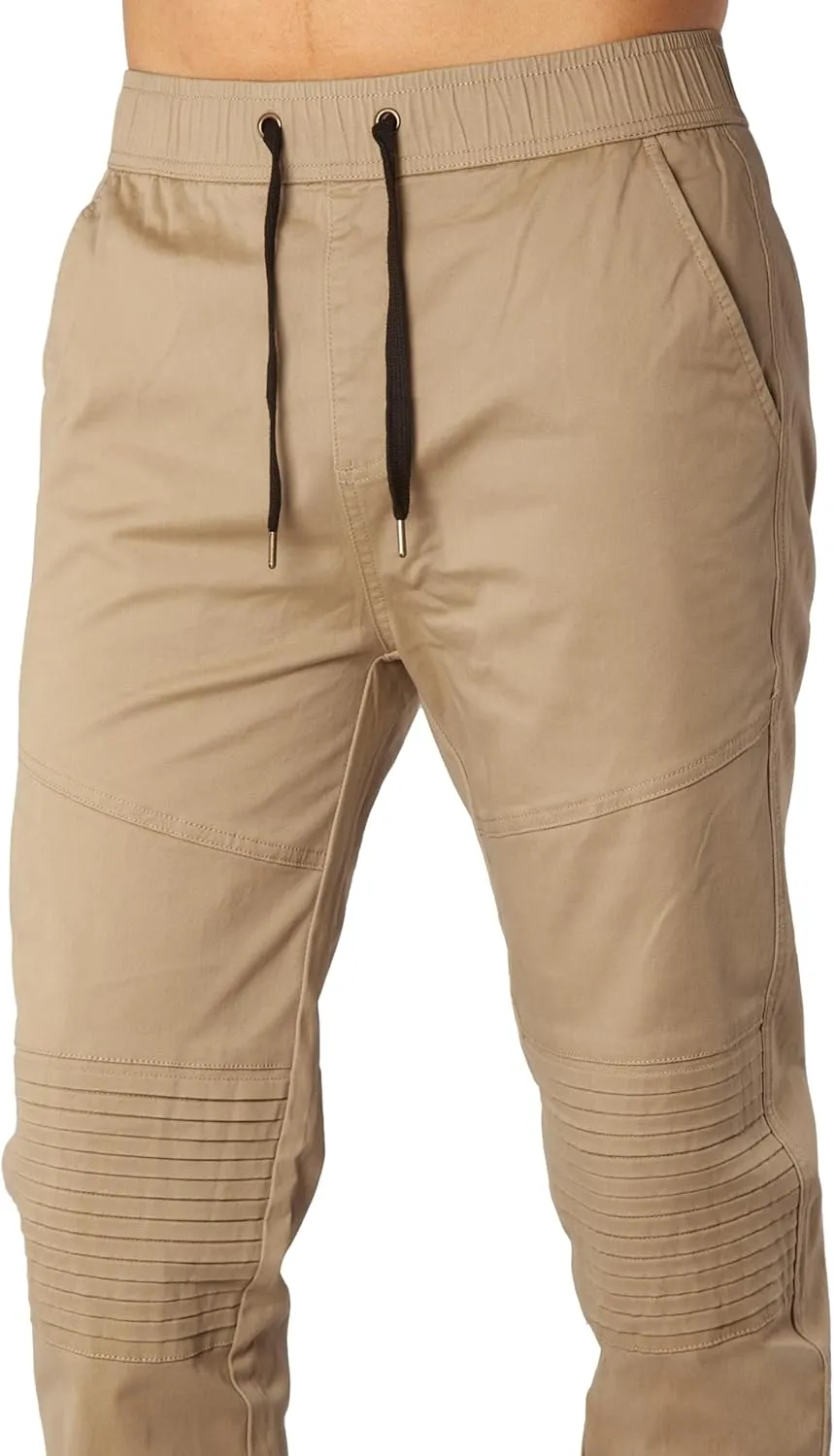 ITALYMORN Khaki Chino Joggers for Men Cotton Twill Casual Pants with Pockets