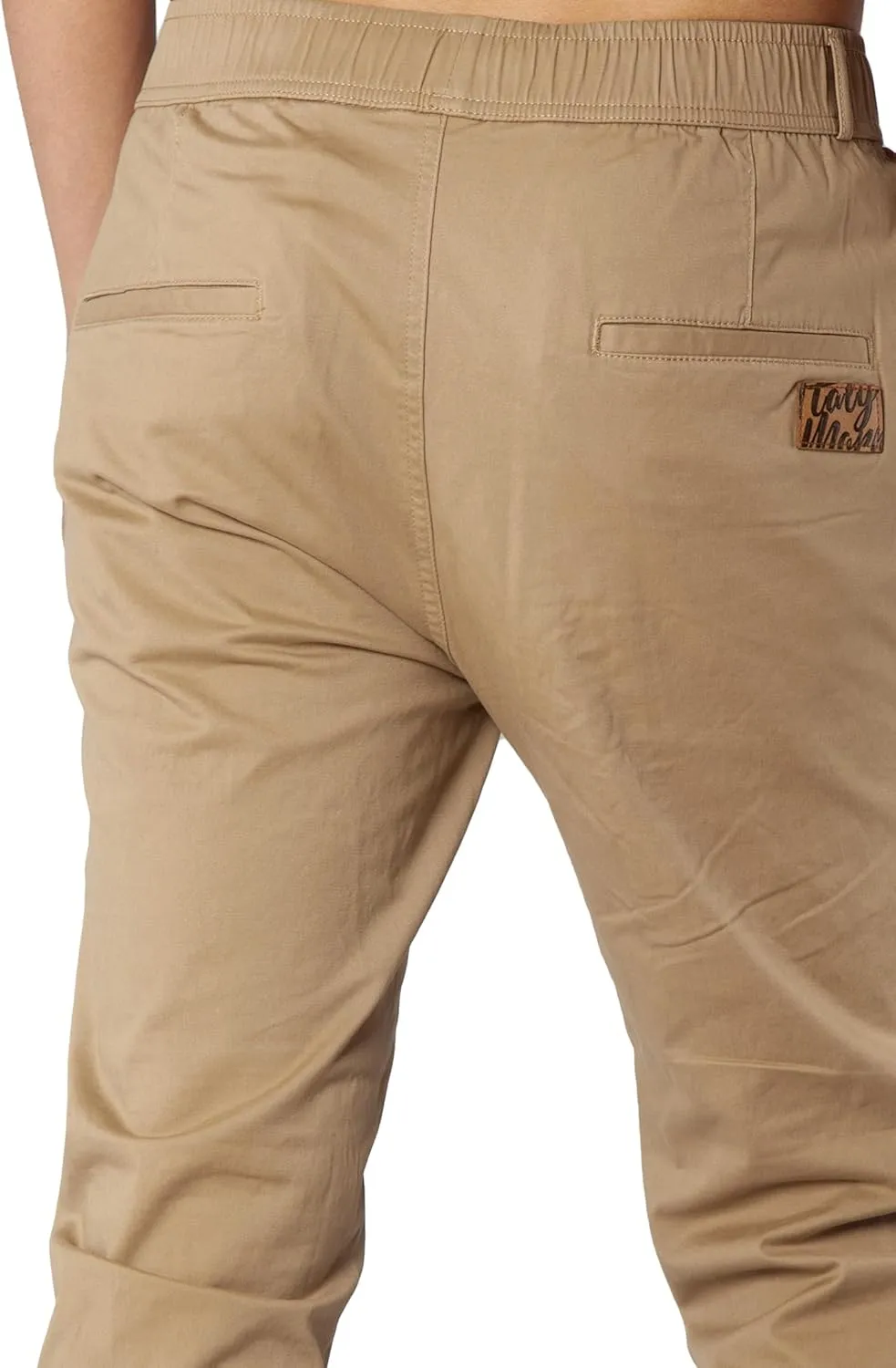 ITALYMORN Khaki Chino Joggers for Men Cotton Twill Casual Pants with Pockets