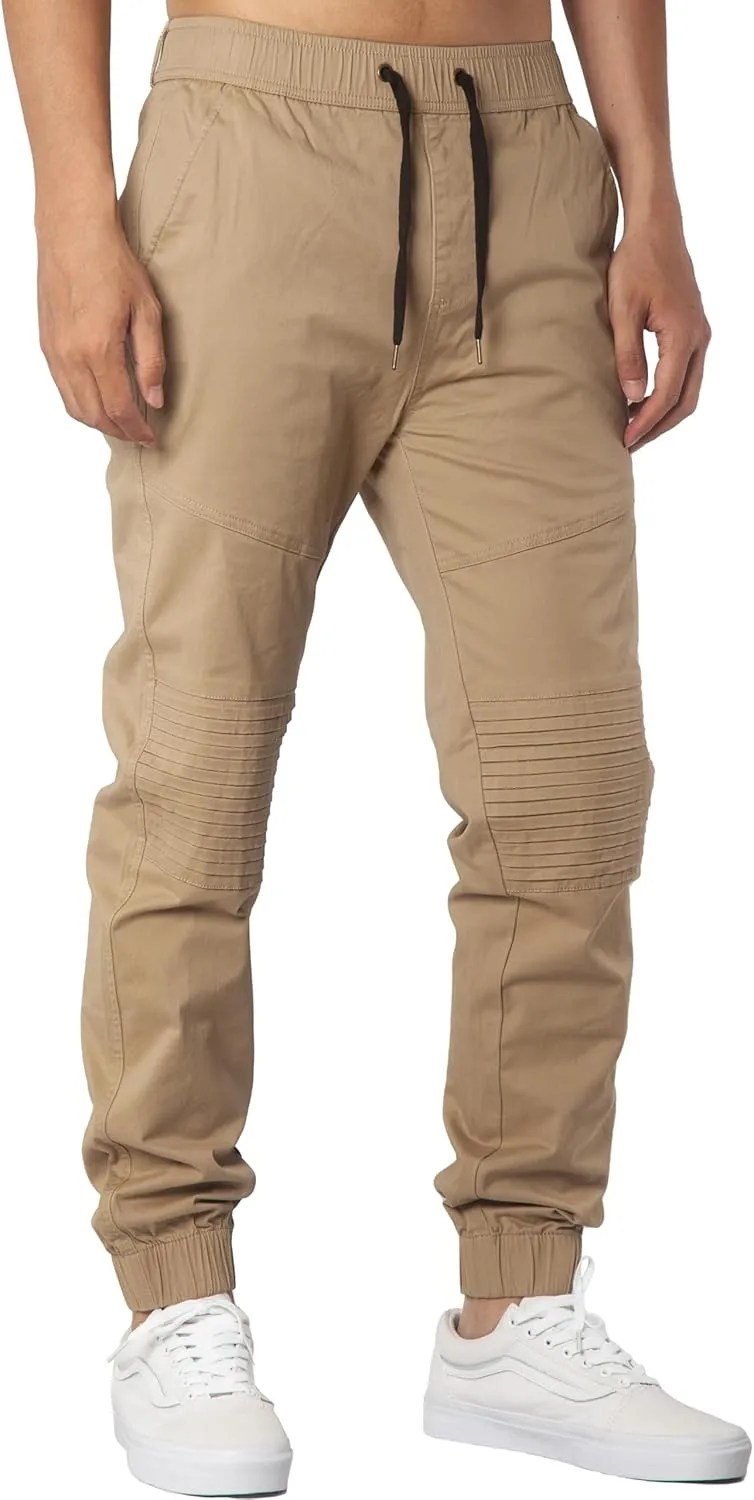 ITALYMORN Khaki Chino Joggers for Men Cotton Twill Casual Pants with Pockets