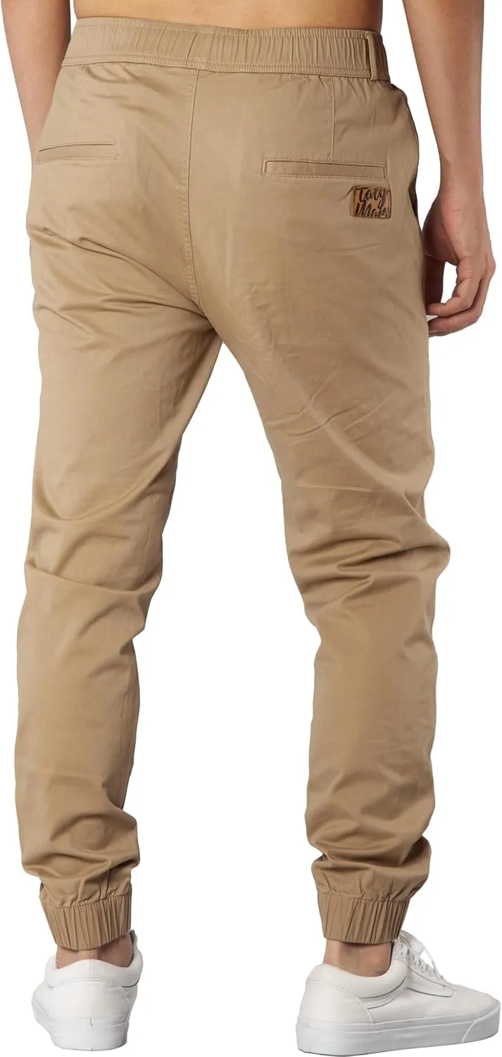 ITALYMORN Khaki Chino Joggers for Men Cotton Twill Casual Pants with Pockets