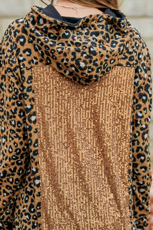 LEOPARD PRINTED HOODED TOP