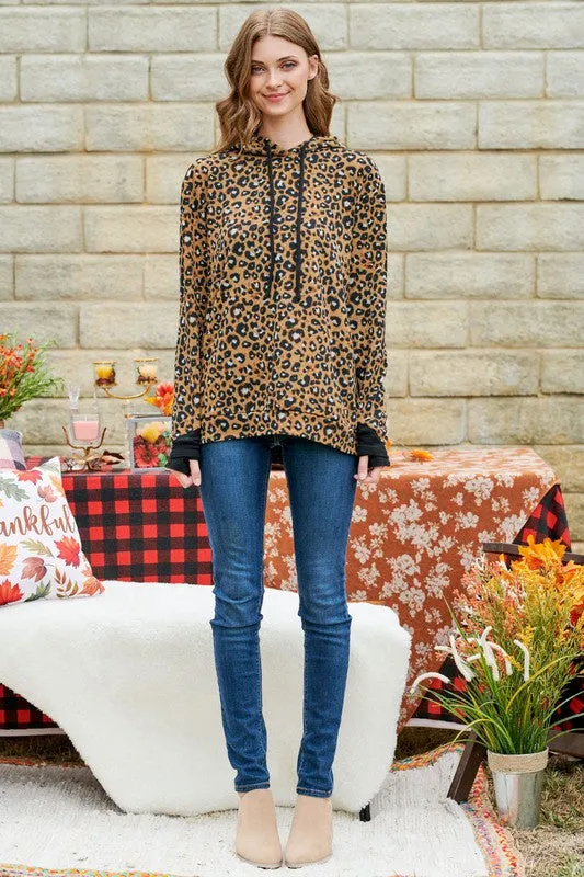 LEOPARD PRINTED HOODED TOP