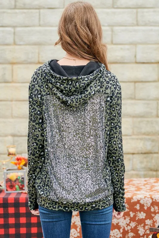 LEOPARD PRINTED HOODED TOP