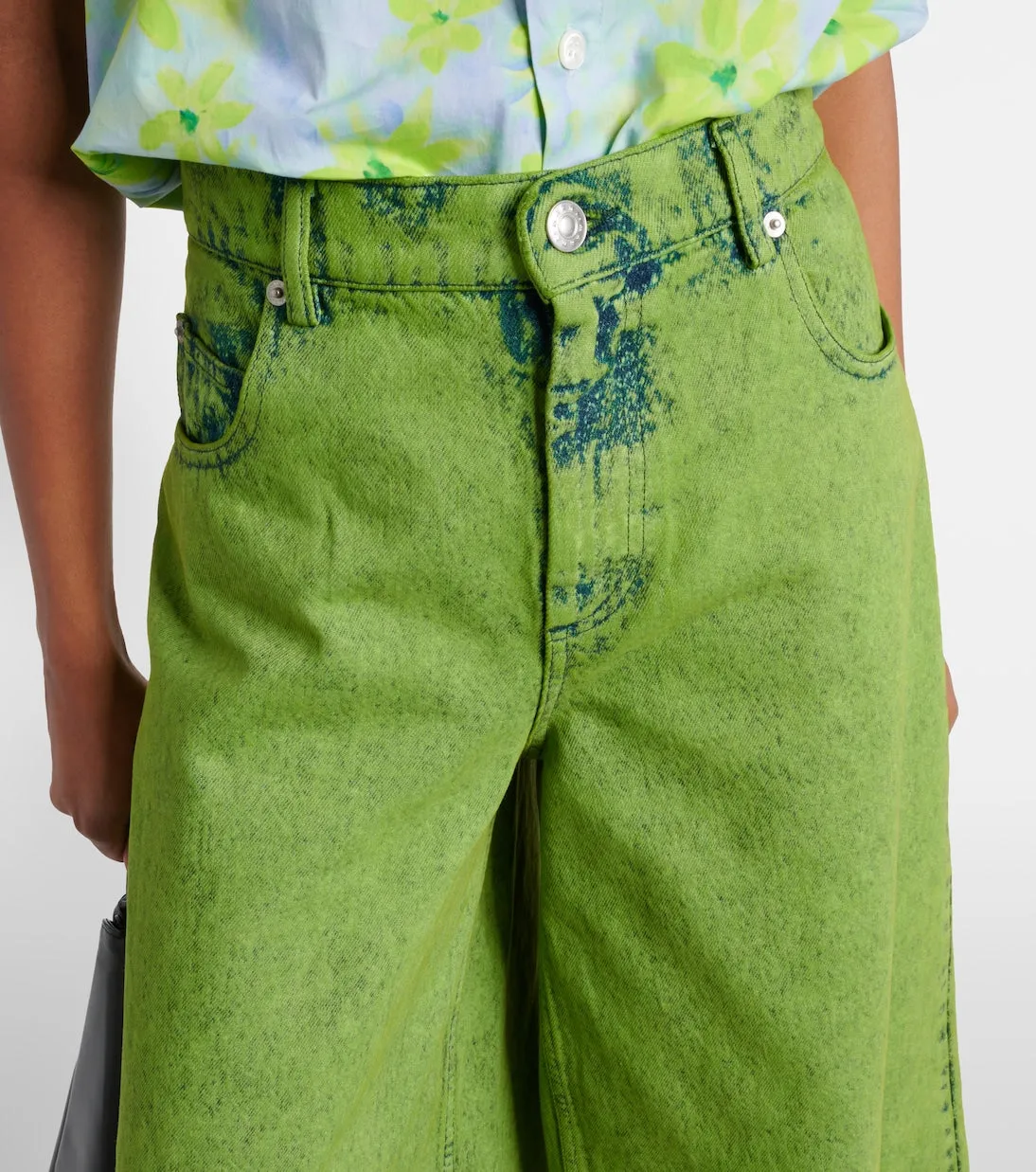 Marni High Rise Wide Leg Jeans, Green