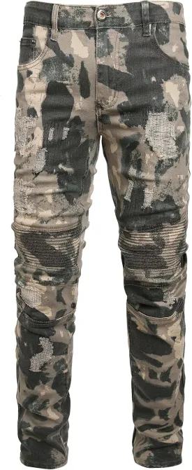 Men Ripped Jeans Fashion Slim Fit Traight Distressed Design Skinny Stretch Comfort Flex Waist Denim Pants