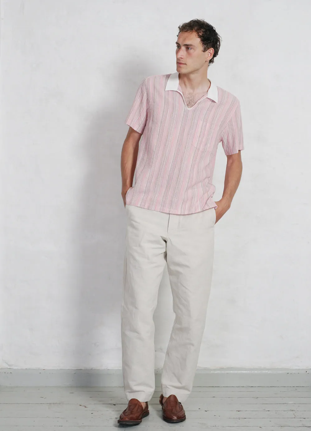 PHILIP | Short Sleeve Pull-On Shirt | Raspberry