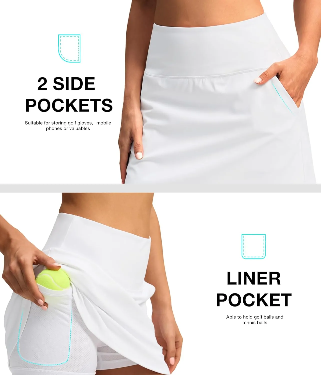 SANTINY Golf Skirts for Women Tennis Skirt High Waisted Skorts for Woman Athletic Pickleball Casual Skort with Pockets