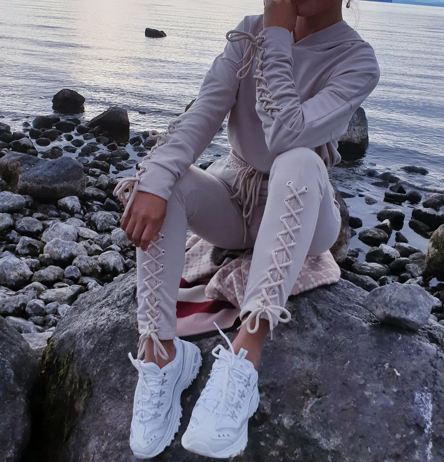 Set Workout Long Sleeve Suit Cotton Women Tracksuit Crop Top And Pants Set Lady