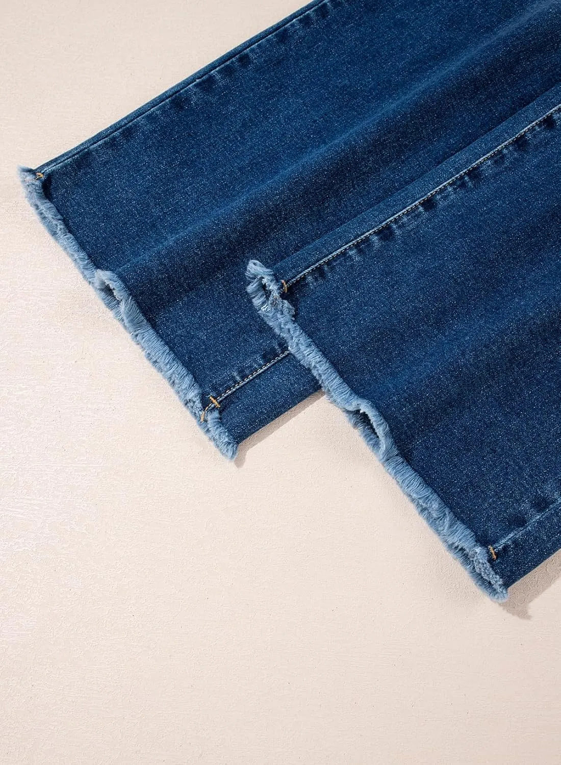 Sidefeel Women's Wide Leg Jeans High Waisted Stretchy Baggy Raw Hem Crossover Button Denim Pants