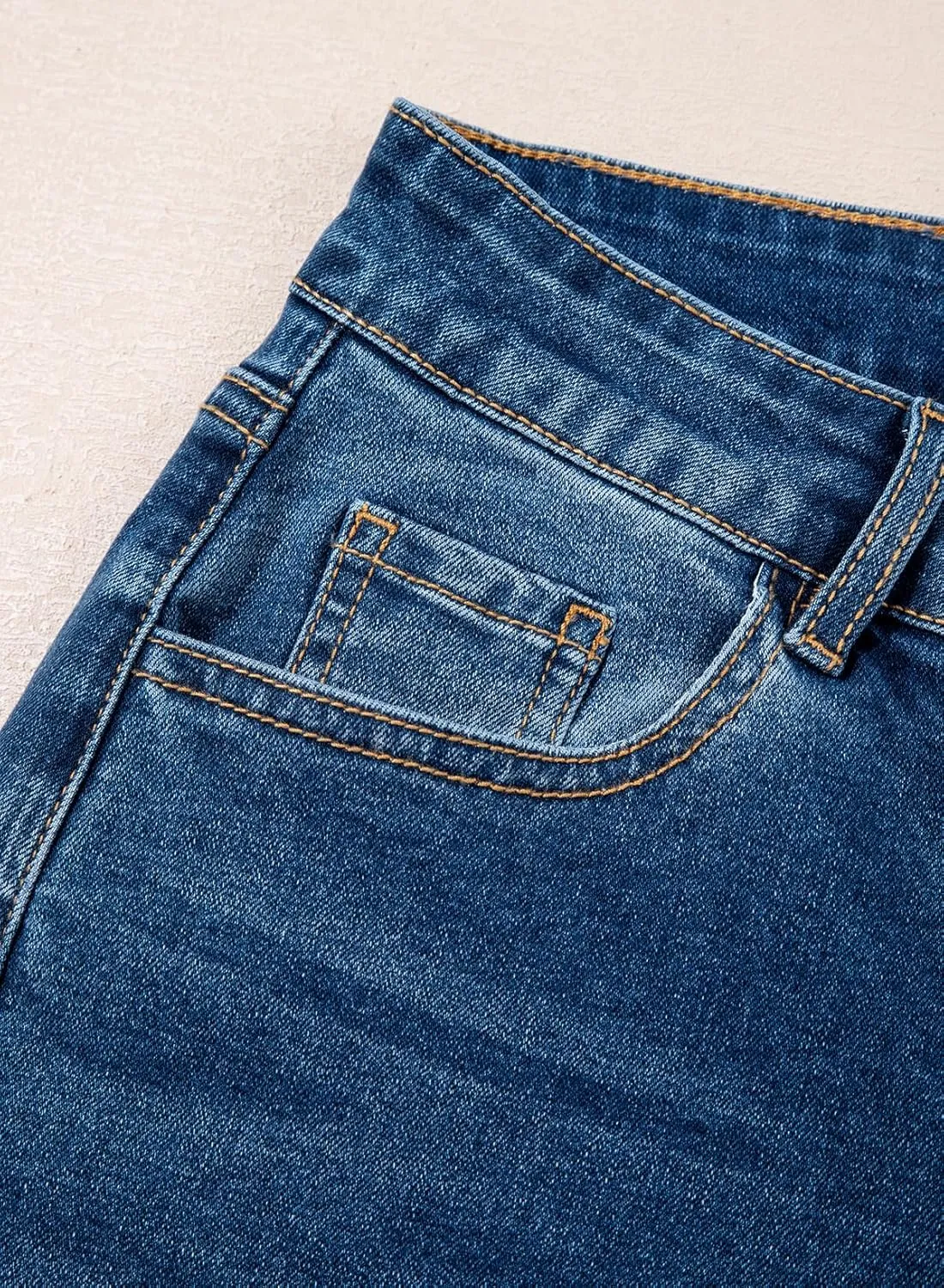 Sidefeel Women's Wide Leg Jeans High Waisted Stretchy Baggy Raw Hem Crossover Button Denim Pants