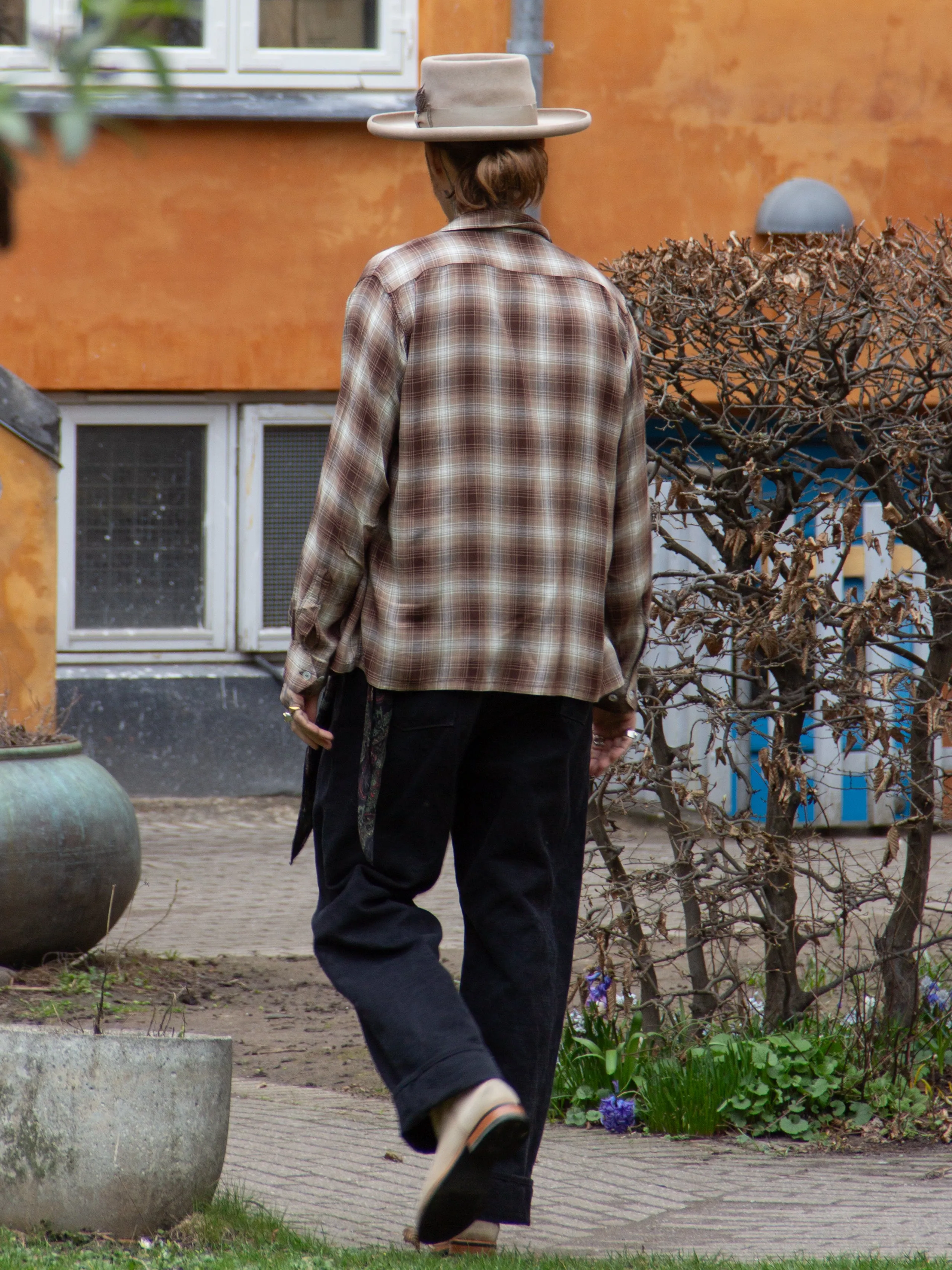 Sugar Cane, L/S Open Shirt, Brown Omble Check