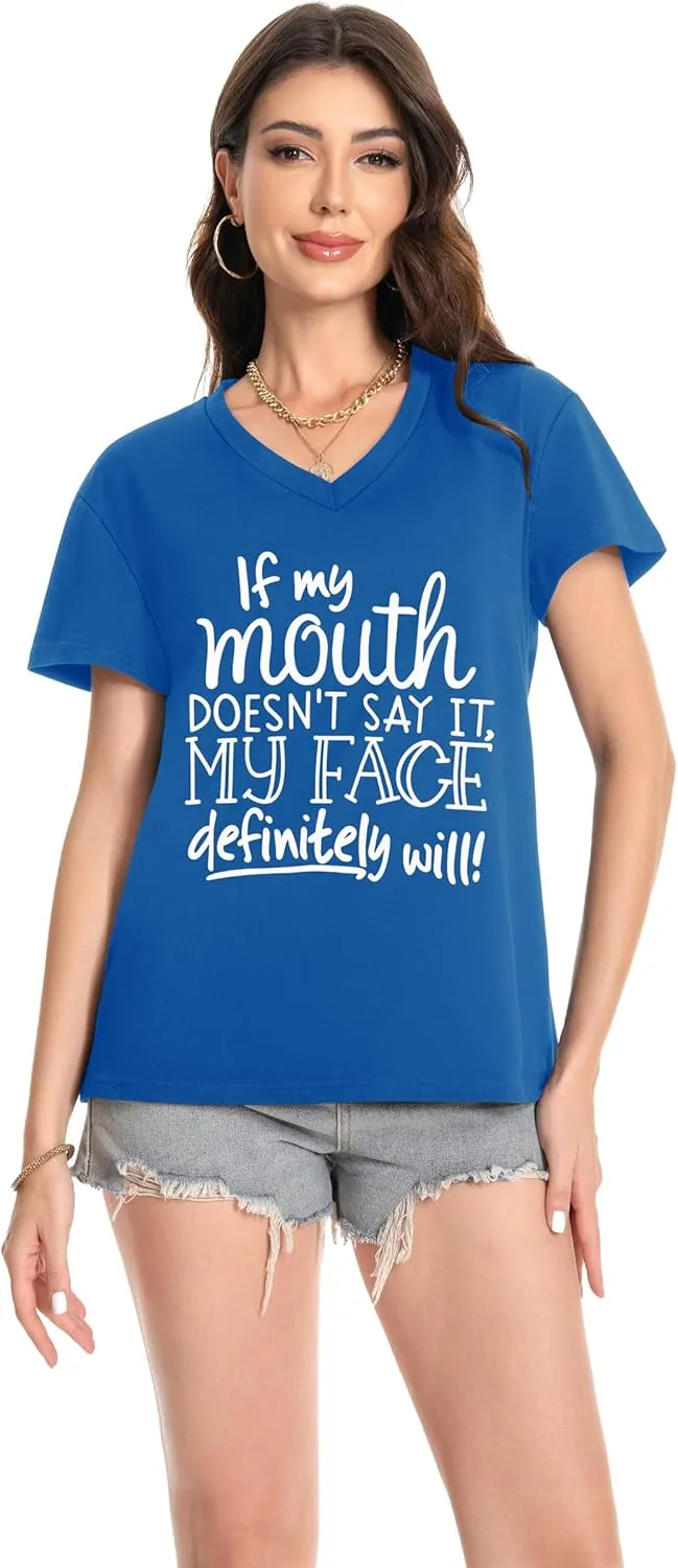 T Shirts for Women V Neck Short Sleeve Summer Casual Basic Tunic Tee Shirt