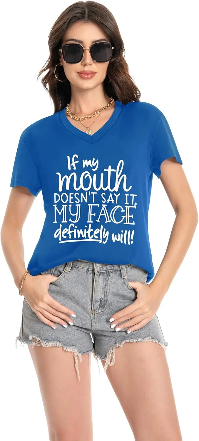T Shirts for Women V Neck Short Sleeve Summer Casual Basic Tunic Tee Shirt