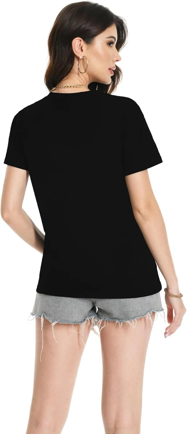 T Shirts for Women V Neck Short Sleeve Summer Casual Basic Tunic Tee Shirt