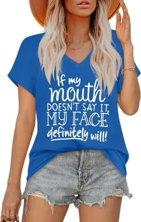 T Shirts for Women V Neck Short Sleeve Summer Casual Basic Tunic Tee Shirt