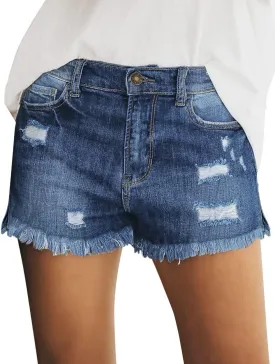 Utyful Women's Casual Summer Ripped Washed Distressed Stretch Denim Jean Shorts
