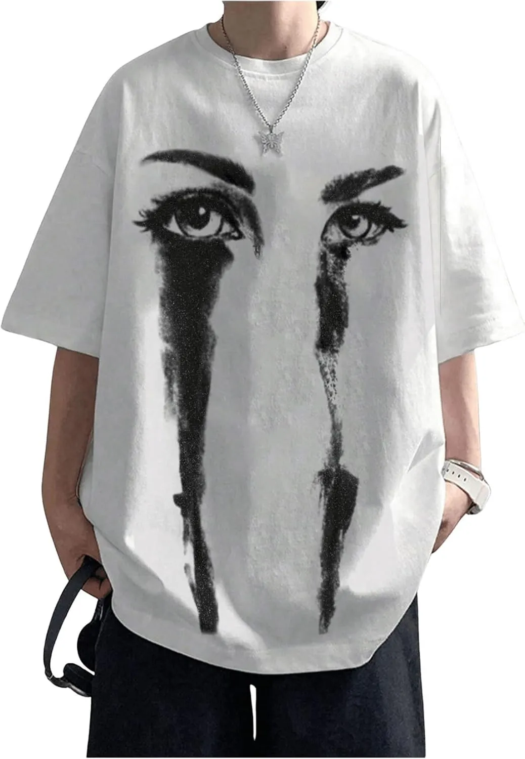 Verdusa Men's Oversized Tshirts Drop Shoulder Graphic Tees Short Sleeve Going Out Tops