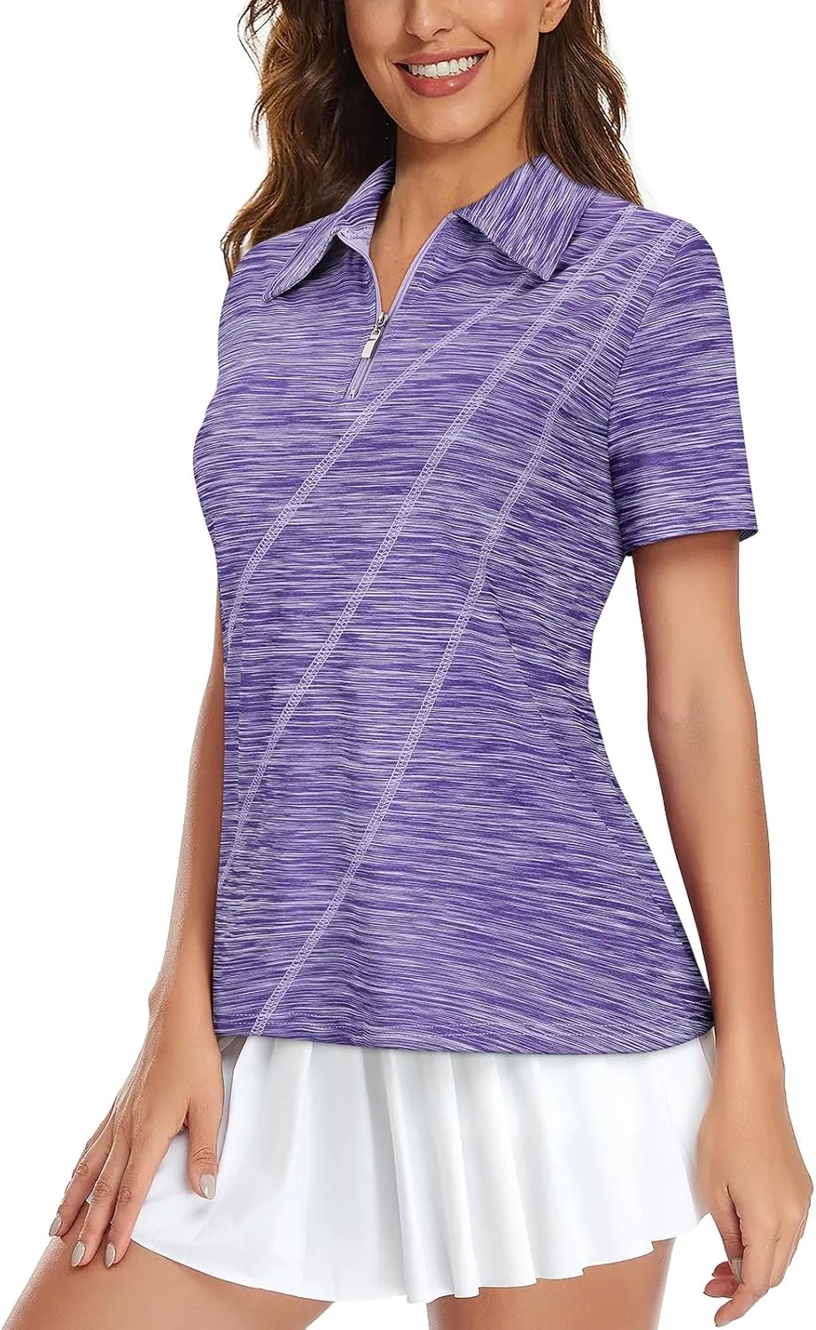 Viracy 1/4 Zip Up Womens Golf Polo Shirts Short Sleeve Moisture Wicking Workout Tops