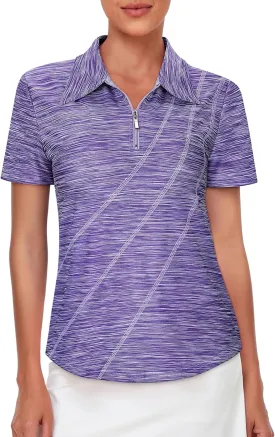 Viracy 1/4 Zip Up Womens Golf Polo Shirts Short Sleeve Moisture Wicking Workout Tops