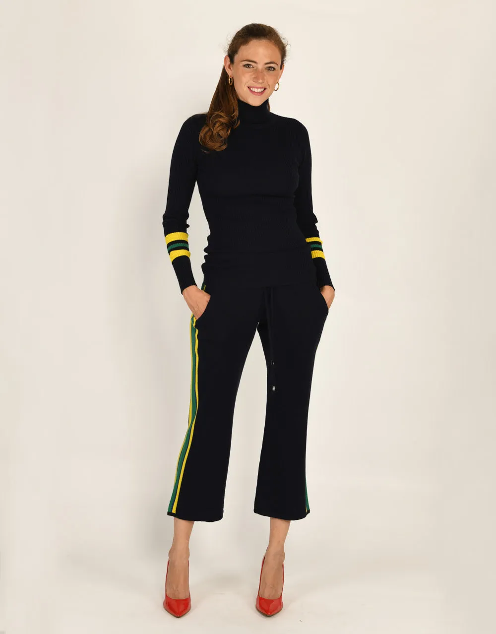 Wide Stripe Flared Pants in Sunflower