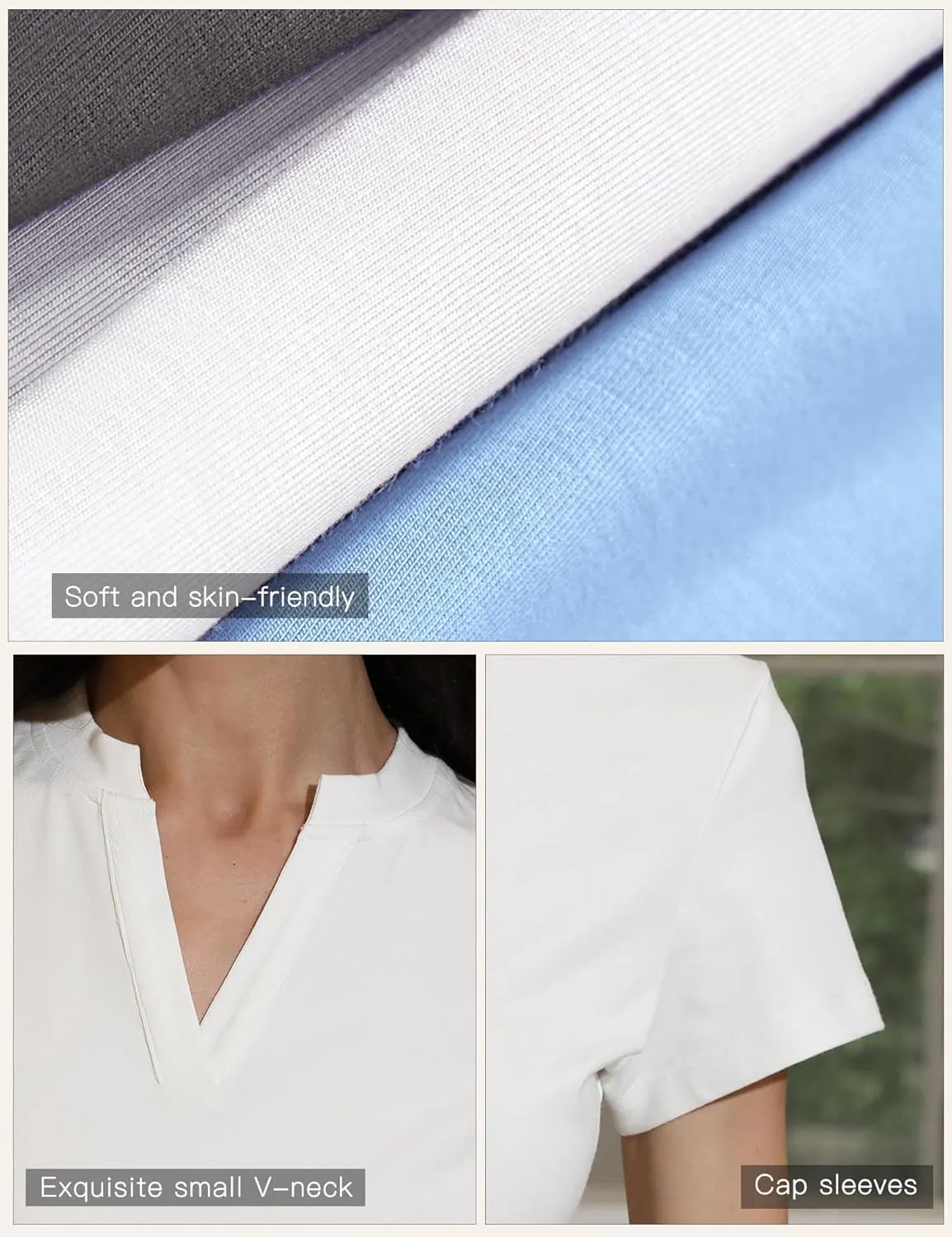Women's V Neck T-Shirts 2025 Trendy Summer Short Sleeve Casual Tees Slim Fit Basic Tops for Work