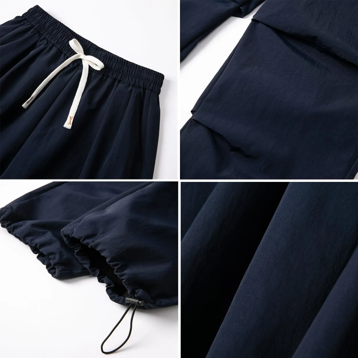 WZIKAI Men's Parachute Cargo Pants Trendy Casual Parachute Pant Baggy Drawstring Hip Hop Harem Pants with Pockets
