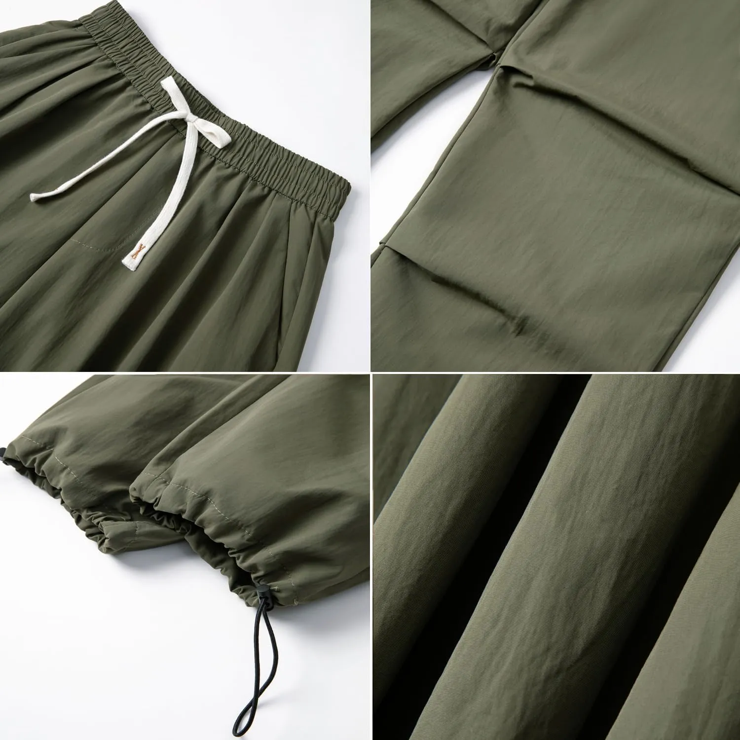 WZIKAI Men's Parachute Cargo Pants Trendy Casual Parachute Pant Baggy Drawstring Hip Hop Harem Pants with Pockets