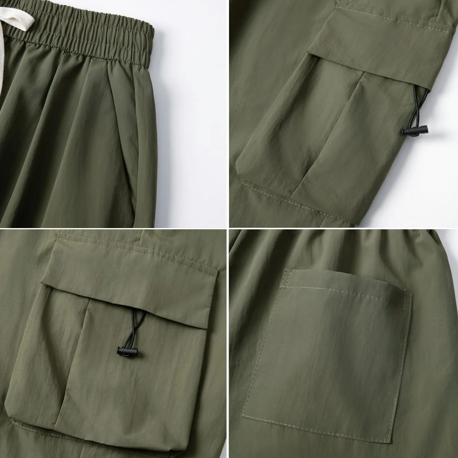 WZIKAI Men's Parachute Cargo Pants Trendy Casual Parachute Pant Baggy Drawstring Hip Hop Harem Pants with Pockets
