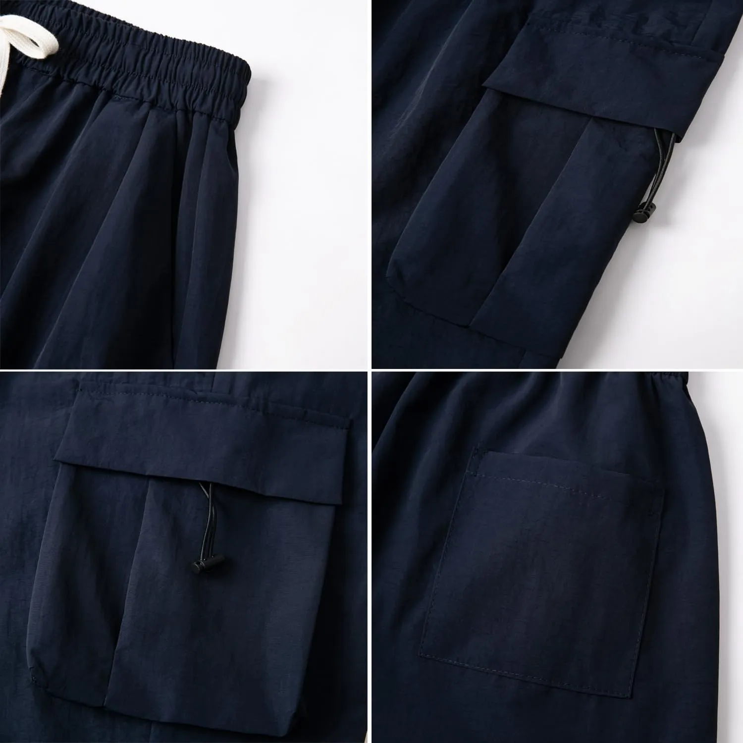 WZIKAI Men's Parachute Cargo Pants Trendy Casual Parachute Pant Baggy Drawstring Hip Hop Harem Pants with Pockets